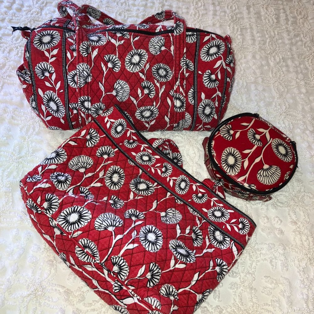 Vera Bradley Deco Daisy travel bags, retired, 4 pieces